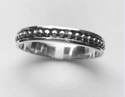 Ring Beaded Band Sterling Silver Sz 6