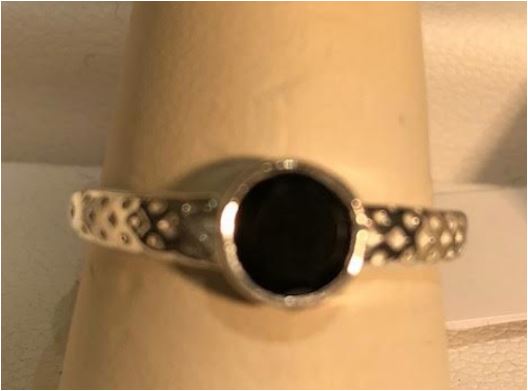 Ring Black Onyx Round Sterling Silver Sz 7