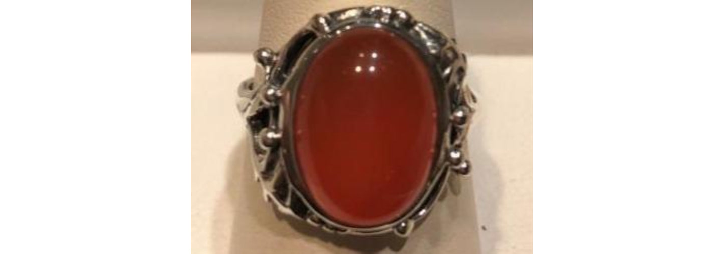 Ring Carnelian Oval Sterling Silver Sz 7