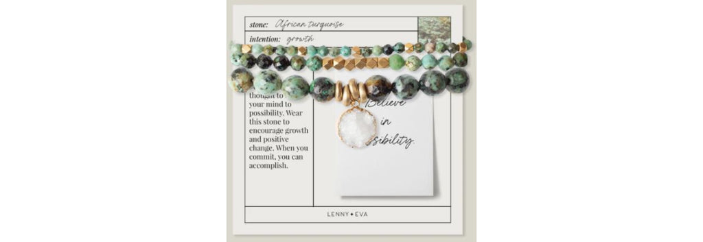 Gemstone Bracelet Stack of Three African Turquoise