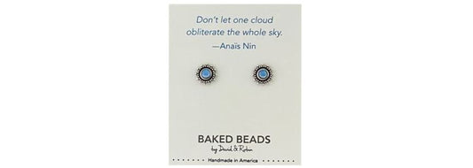 Earrings Quote Anais Nin Blue Iradescent - Baked Beads