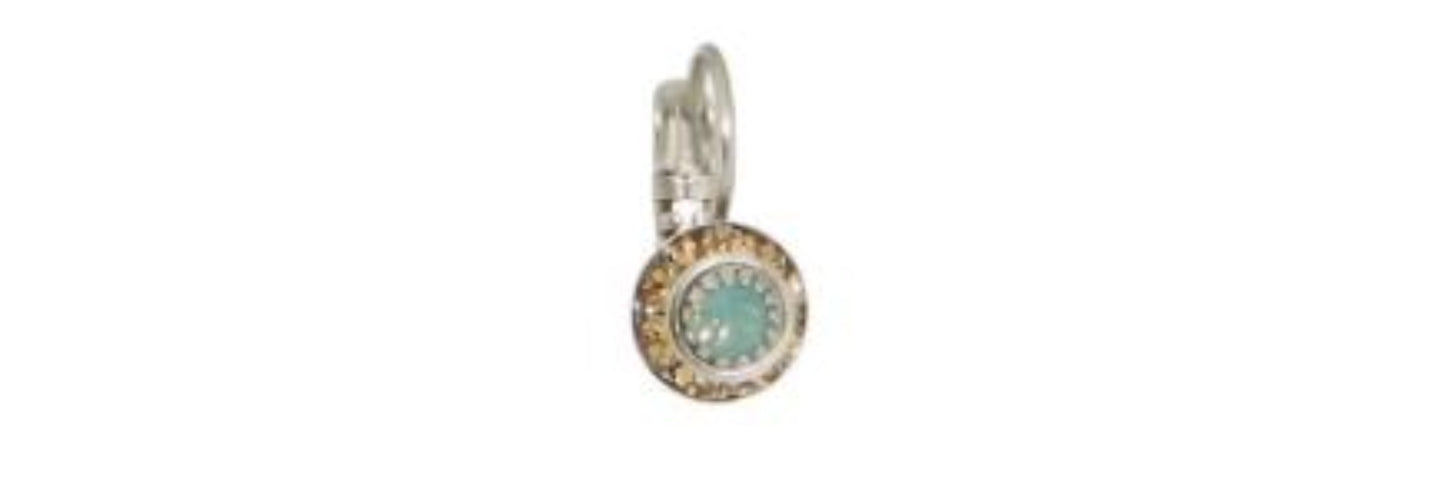 Earrings Drop Crystal Aqua with Gold