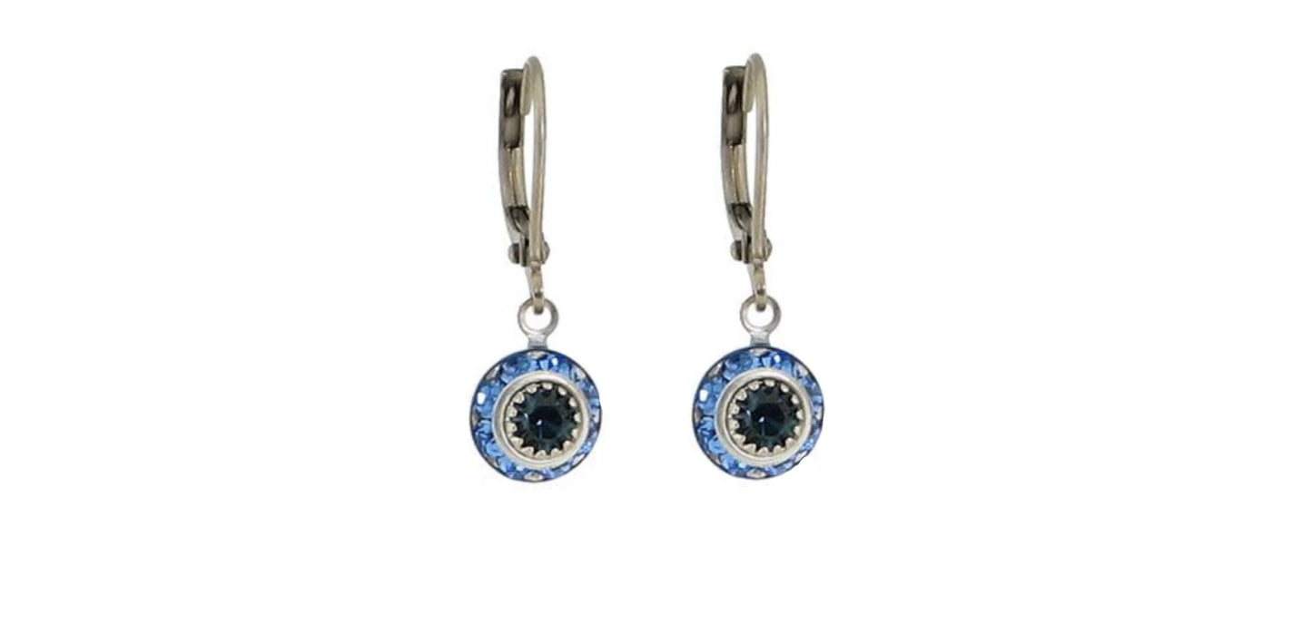 Earrings Dangle Crystal Blue - Baked Beads