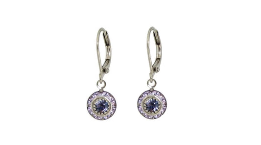 Earrings Dangle Crystal Purple - Baked Beads