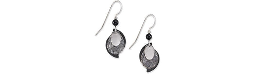 Earrings Black Silver Tear Dangle - Silver Forest