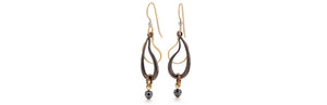 Earrings Black and Goldtone Paisley Dangle - Silver Forest