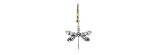 Earrings Dragonfly Crystal Blue - Baked Beads