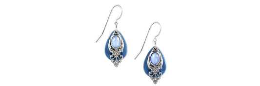 Earrings Silver Blue Filigree - Silver Forest