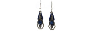 Earrings Blue Lanyard Crystal - Silver Forest
