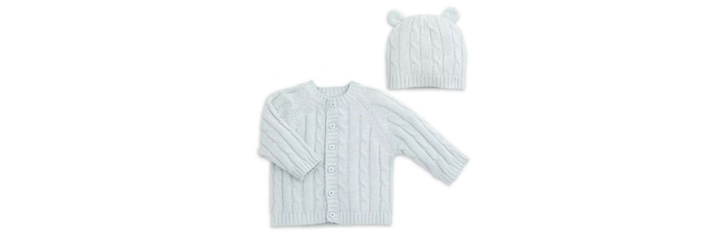 Baby Sweater & Hat Set Blue 6 Months - Elegant Baby