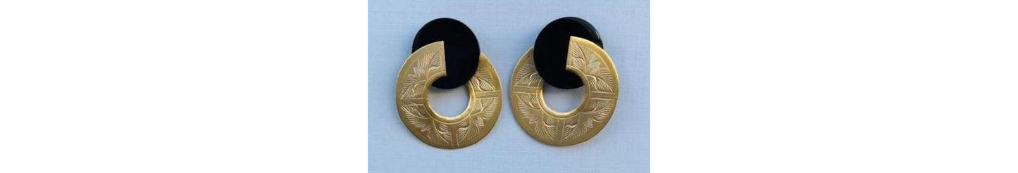 Earrings Broken Circle Gold and Black Post | John Michael Richardson