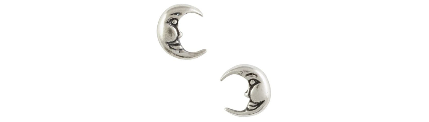 Earrings Crescent Moon Face Studs - Tomas