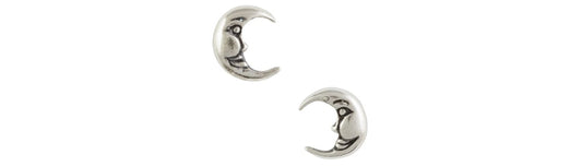 Earrings Crescent Moon Face Studs - Tomas