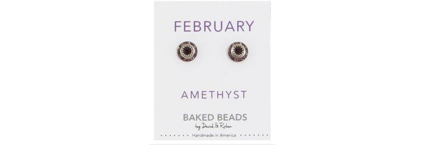 Earrings February Amethyst - Baked Beads
