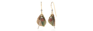 Earrings Folded Leaf w/Jasper & Wisp - Silver Forest