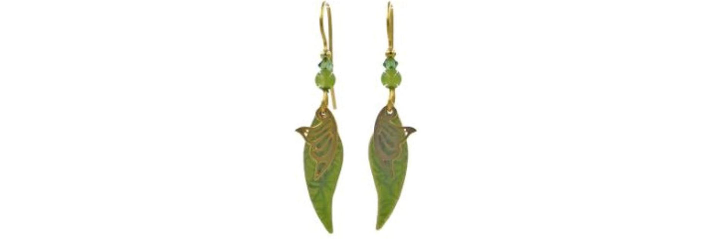 Earrings Green Organic Shape & Swoop