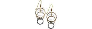 Earrings Linked Open Wavy Circles - Silver Forest