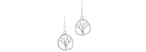 Earrings Sterling Silver Hammered Tree Dangle - Tomas