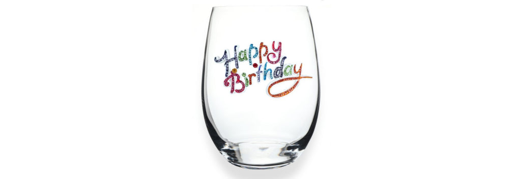 Jeweled Stemless Beverage Glass - Happy Birthday