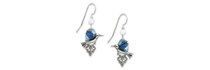 Earrings Silver Hummingbird w/Blue Wings - Silver Forest