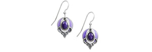 Earrings Purple Jade on Layers - Silver Forest