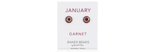 Earrings January Garnet - Baked Beads