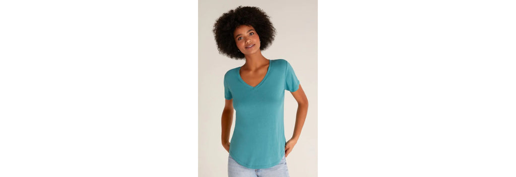 Kasey Modal V-Neck Tee Shirt in Teal - Z Supply