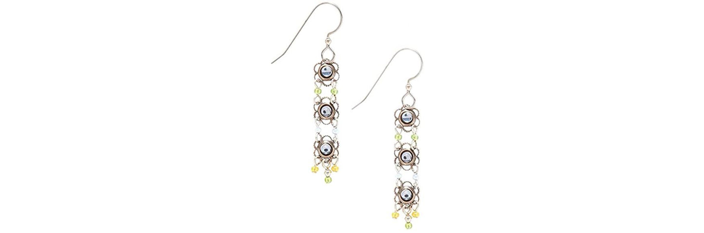 Earrings Triple Flowers - Silver Forest