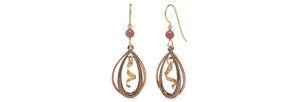 Earrings Loop Swirly w/Gold Dangle - Silver Forest