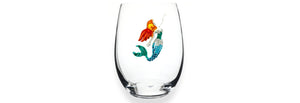 Jeweled Stemless Beverage Glass - Mermaid Red Headed