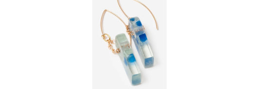 Ocean Mosaic Silver Glass Earrings