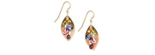 Earrings Open w/Colorful Beads - Silver Forest