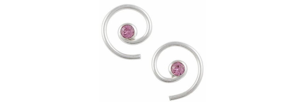 Earrings Crystal Pink Swirl Post by Tomas