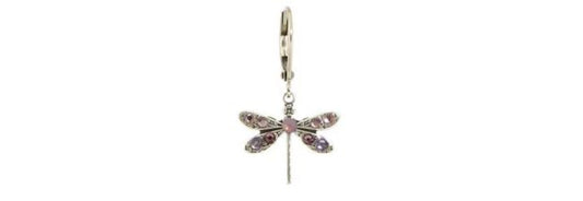 Earrings Dragonfly Crystal Purple/Pink - Baked Beads