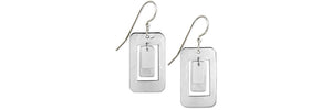 Earrings Rectangle In Large Rectangle - Silver Forest