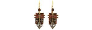 Earrings Gold Red Dragonfly - Silver Forest