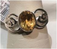 Ring Citrine Oval Stone Sterling Sz 7