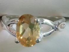 Ring Citrine Oval Criss Cross Sz 7