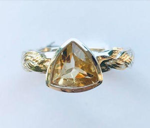 Ring Citrine Triangle Braided Band Sterling Silver Sz 6