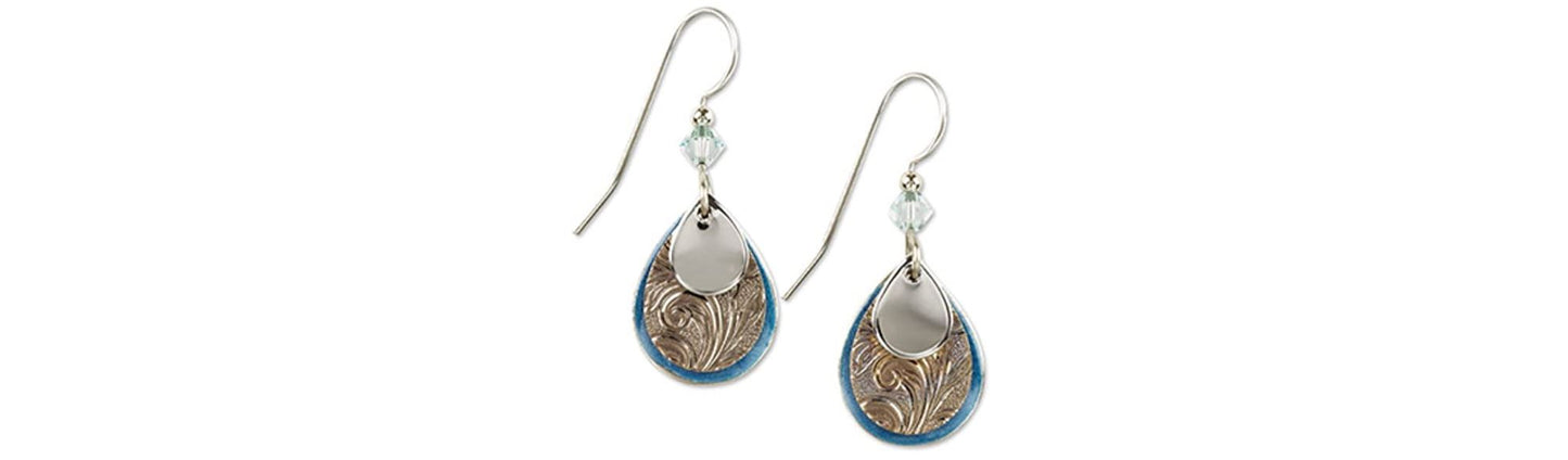 Earrings Silver and Blue Triple Tears - Silver Forest