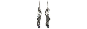 Earrings Silver Beaded Chain w/Beads - Silver Forest