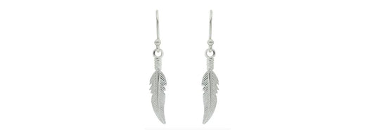 Earrings Silver Feather Dangle by Tomas