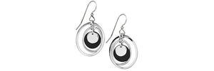 Earrings Silver Ovals Black - Silver Forest