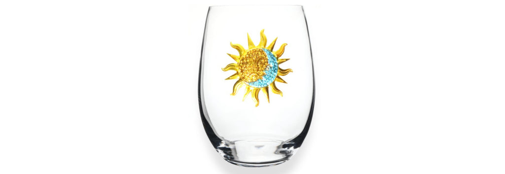 Jeweled Stemless Beverage Glass - Sun & Moon
