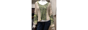 Loose knit V-Neck Pull-Over Sweater in Olive