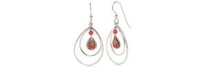 Earrings Silver Open Tears w/Ladybug by Silver Forest