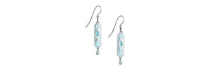 Earrings Triple Loops w/Blue Rectangle - Silver Forest