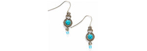 Earrings Turquoise Charm Filigree w/Bead - Silver Forest