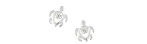 Earrings Sterling Silver Turtle w/Crystal Post - Tomas