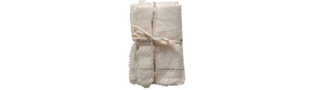 Cotton White Napkins by Creative Co-op